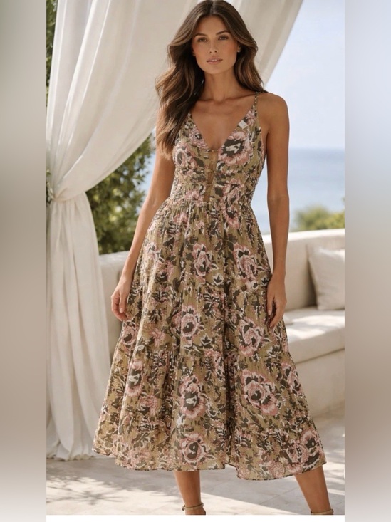 Caroline Constas Dresses & Skirts - Caroline Constas Floral Sleeveless Cotton Midi Dress size Small NWT